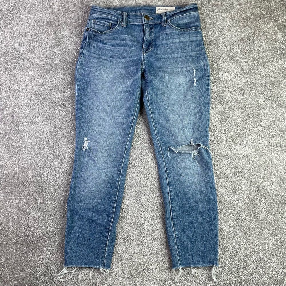 Pistola Jeans Women's 26 Blue Skinny Cropped Low Rise Medium Wash Denim